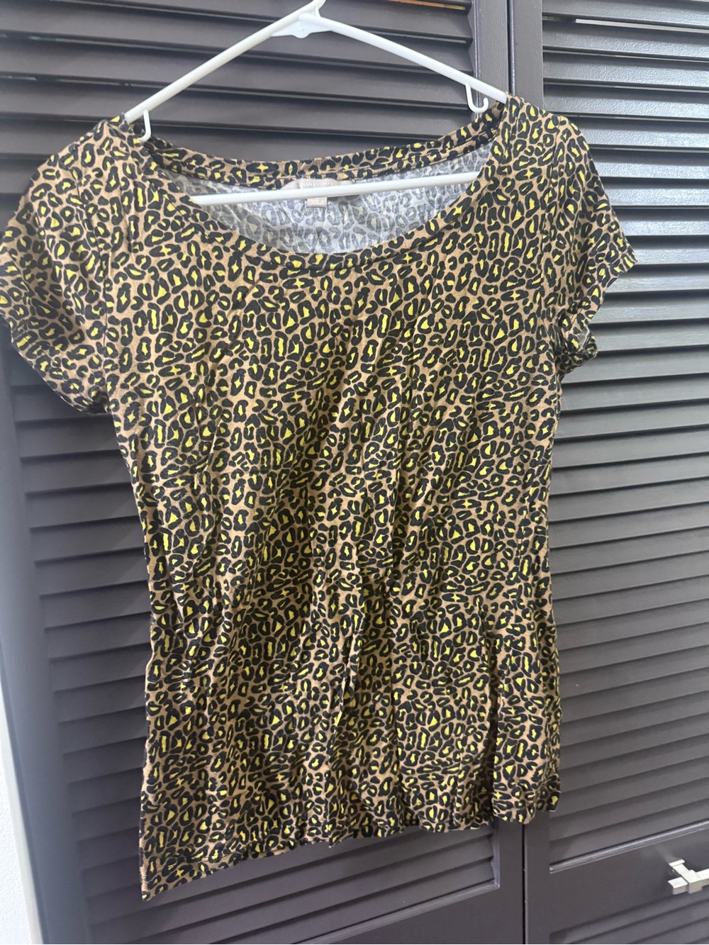 Banana Republic Leopard Print Short Sleeve Top - Brown, Black, Yellow